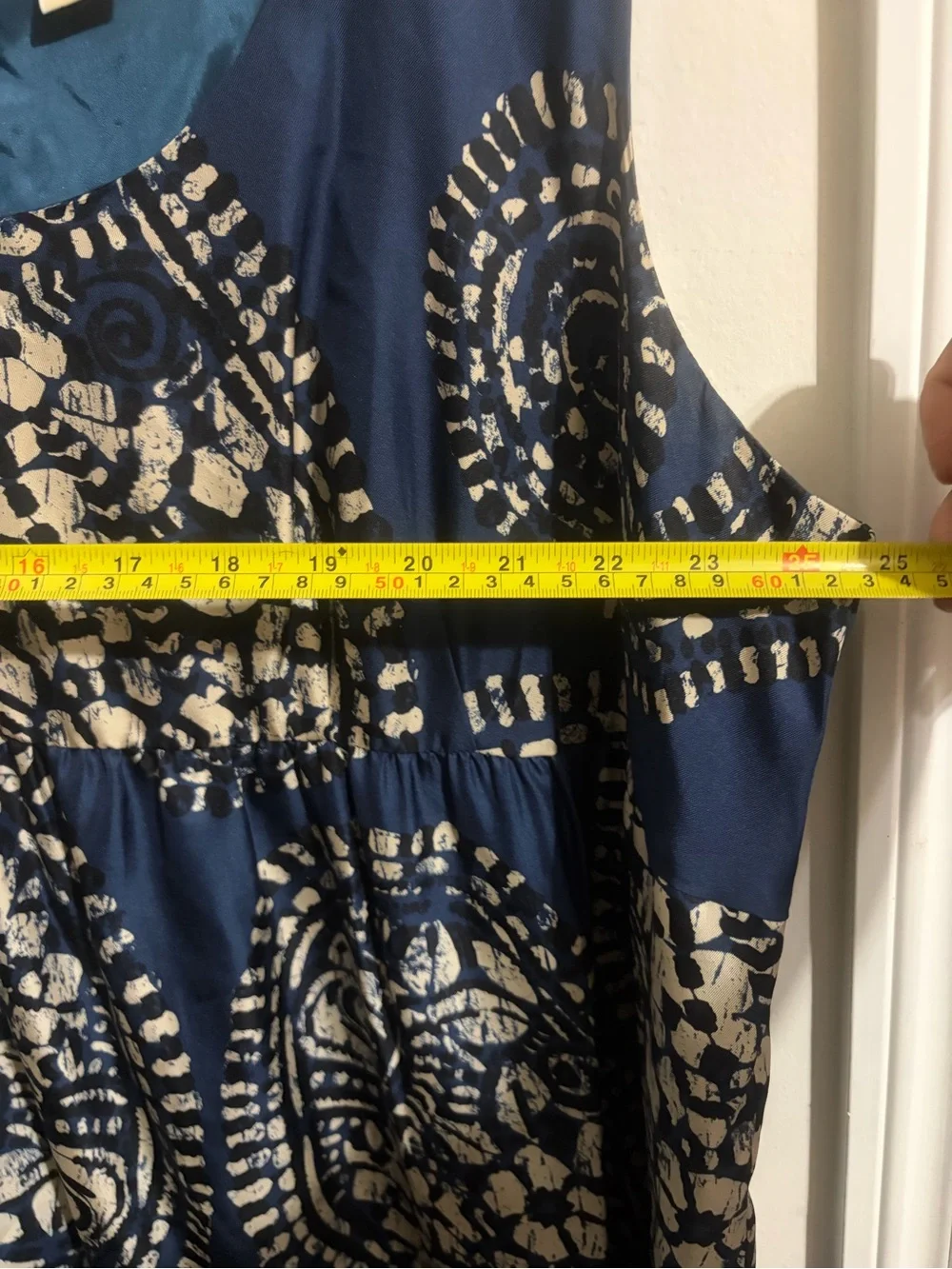 Michael Kors Navy and Cream Sleeveless Midi Dress Sillk